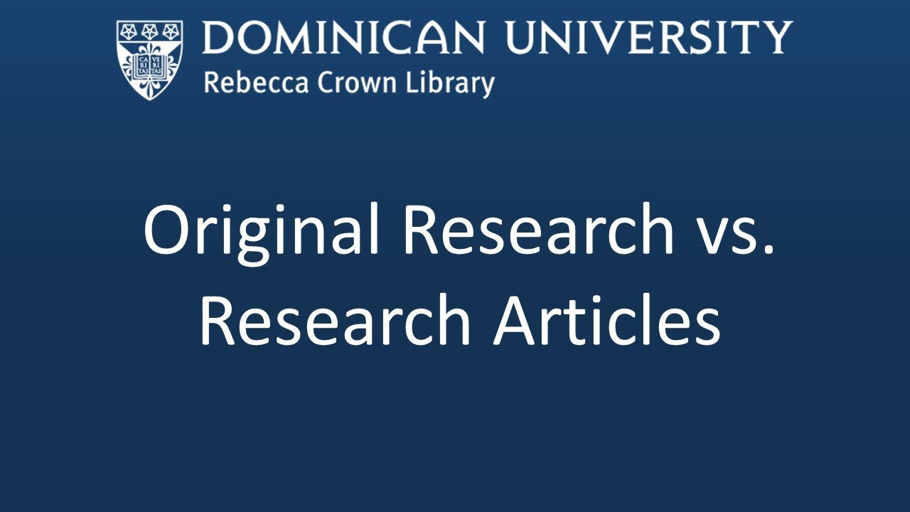 Original Research vs Research Articles