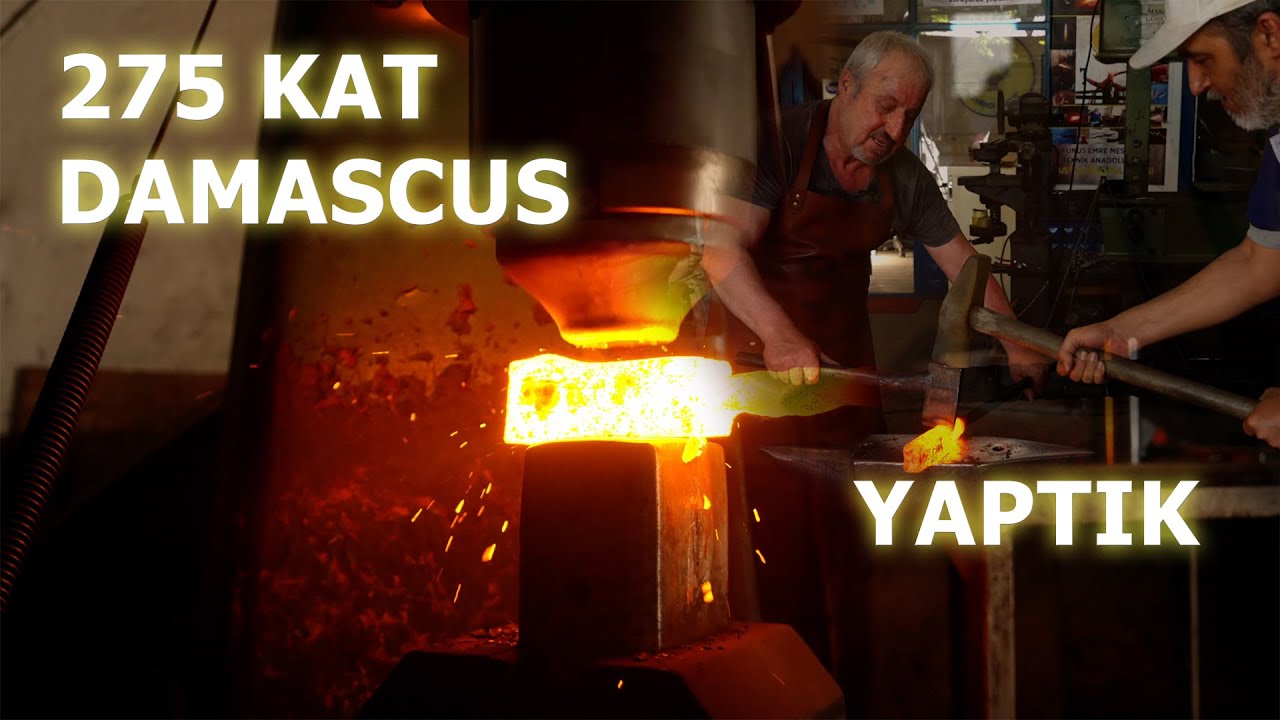 Demirci Yusuf Damascus / Şam Çeliği ile balta yapıyor | Making an AXE with Damascus Steel | PART 1