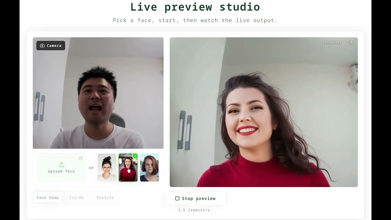 Real-Time AI Face Swap in the Browser | Vivify Live Preview Demo