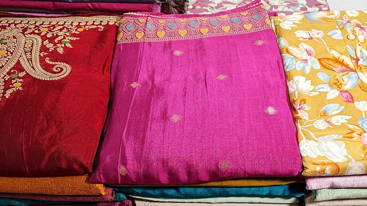PREMIUM PARTY WEAR CRUSHED PURE BANARASI SILK WITH HANDWORK DESIGNER SET|PREMIUM BANARASI SET