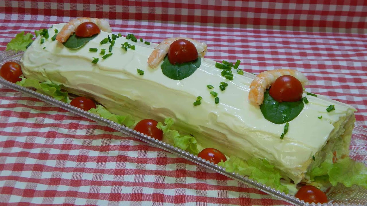 Tronco salado relleno de marisco Receta fácil para Navidad