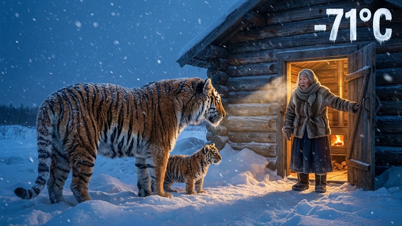 🐯 She Found a Wild Amur Tiger and Her Cub Starving in a Blizzard Outside Her Cabin in -71°C Siberia