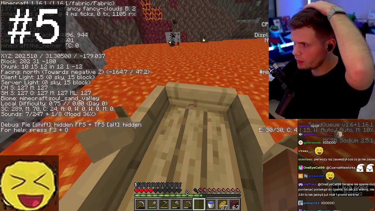 #5 Kompilacja wyjebek GUCIO - ŁÓDECZKĄ PO LAWIE #gucio #minecraft