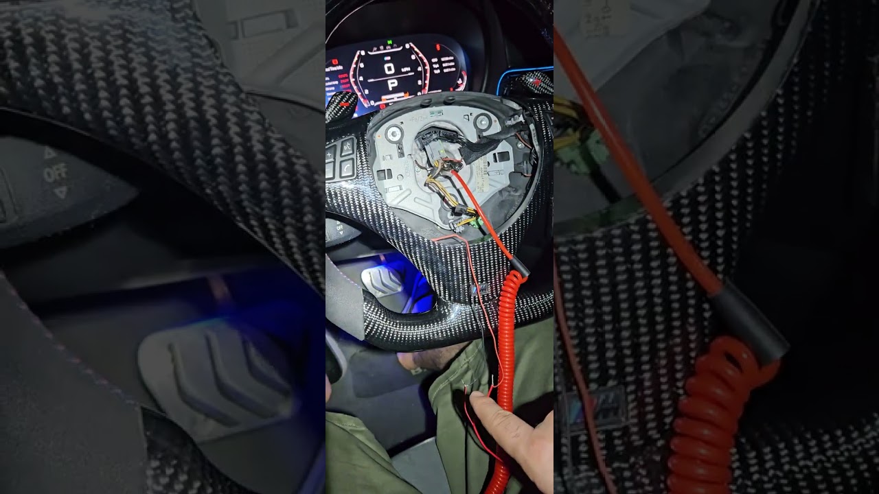 Bmw e90 carbon fiber steering wheell led screen installation safe way.