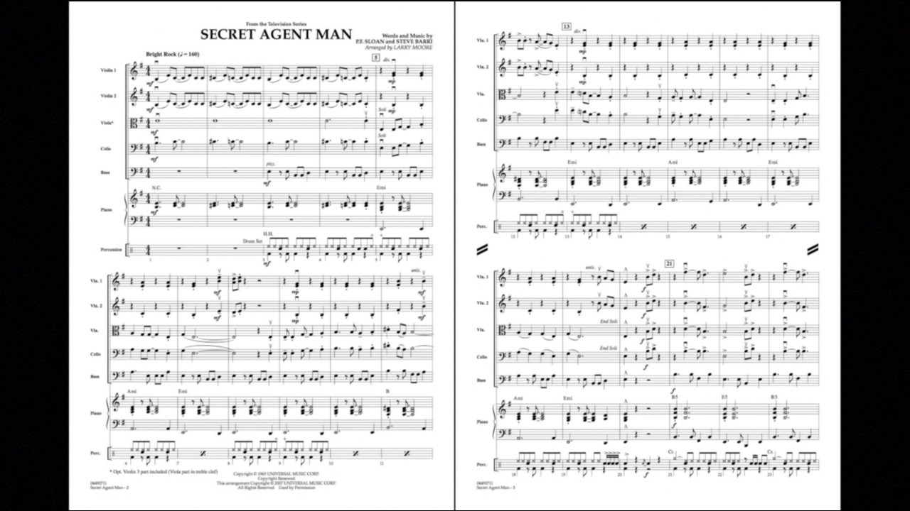 Secret Agent Man arranged by Larry Moore