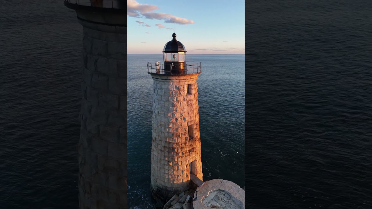 Sunset orbit around Whaleback Light in Kittery, Maine.  #lighthouse #drone #sunset #mini4pro