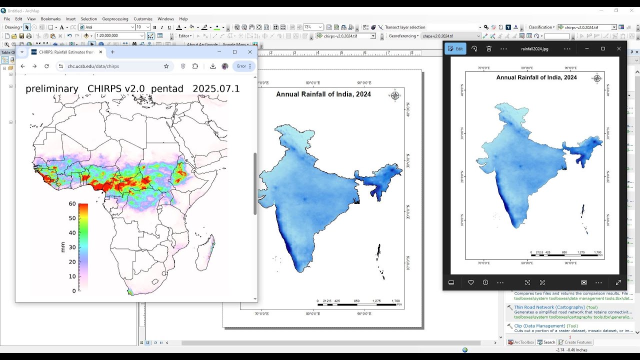 CHIRPS: Rainfall Data download and plot