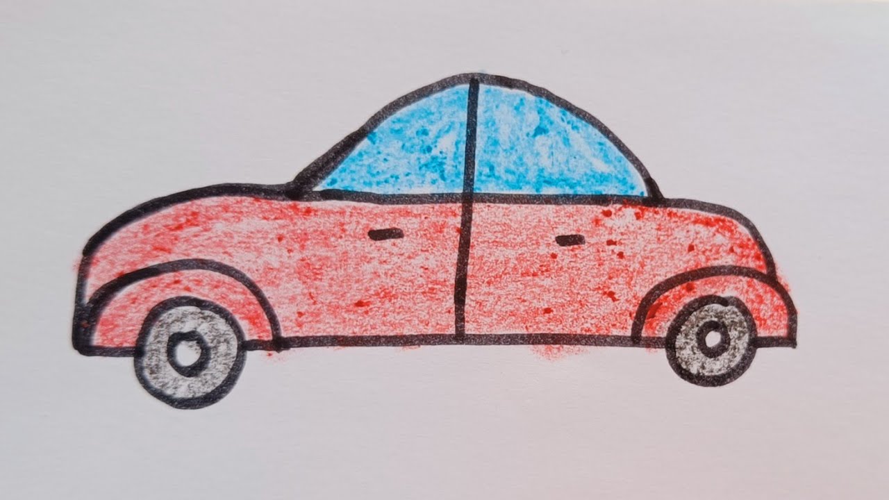 Very easy cute Red 🚗 Car drawing tutorial step by step ।। Car drawing ।। 
