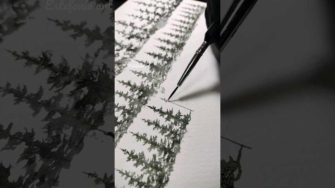 Pinos con acuarela 🎨🌲 