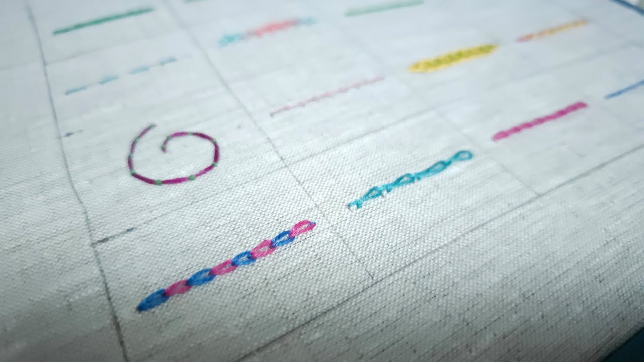 9. 얼터네이팅체인스티치 (alternating chain stitch) 초보자들을 위한 기초스티치 배우기 /Embroidery stitches for beginners