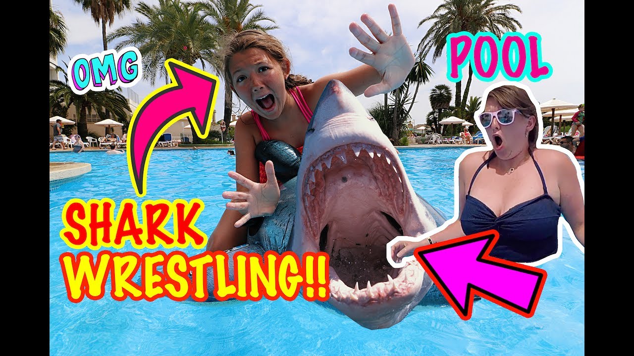 SWIMMING POOL SHARK WRESTLING!!