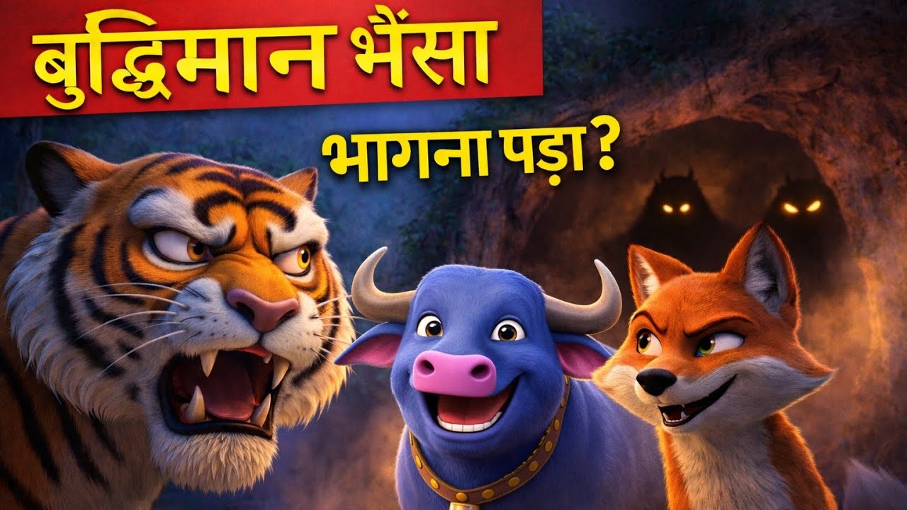 बुद्धिमान भैंसा की चतुराई | Intelligent Buffalo Story, Hindi Moral Kahani @Chitrakatha_Kids_Nursery 