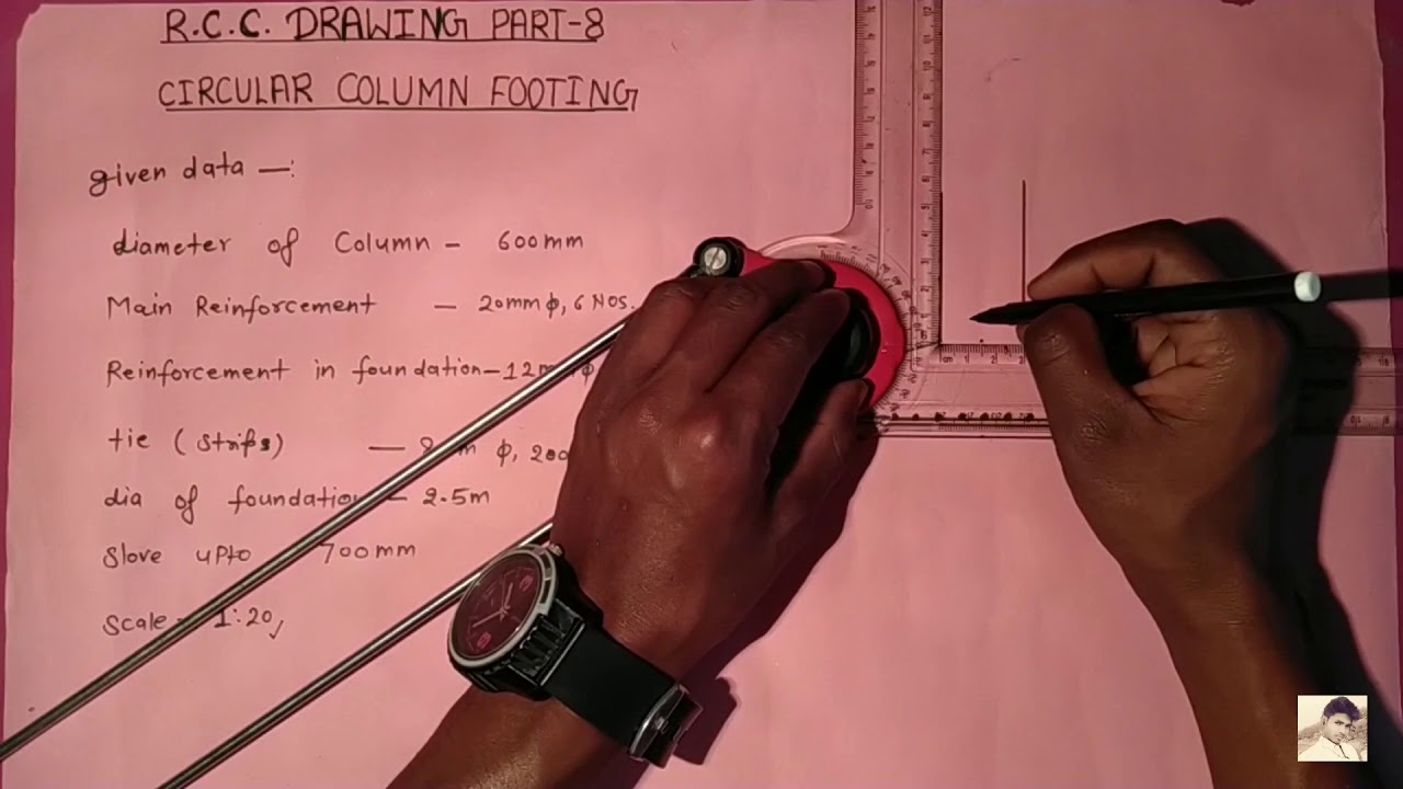 R.C.C. Drawing Part-8( Circular Column Footing) For Diploma 2nd & 3rd year Students