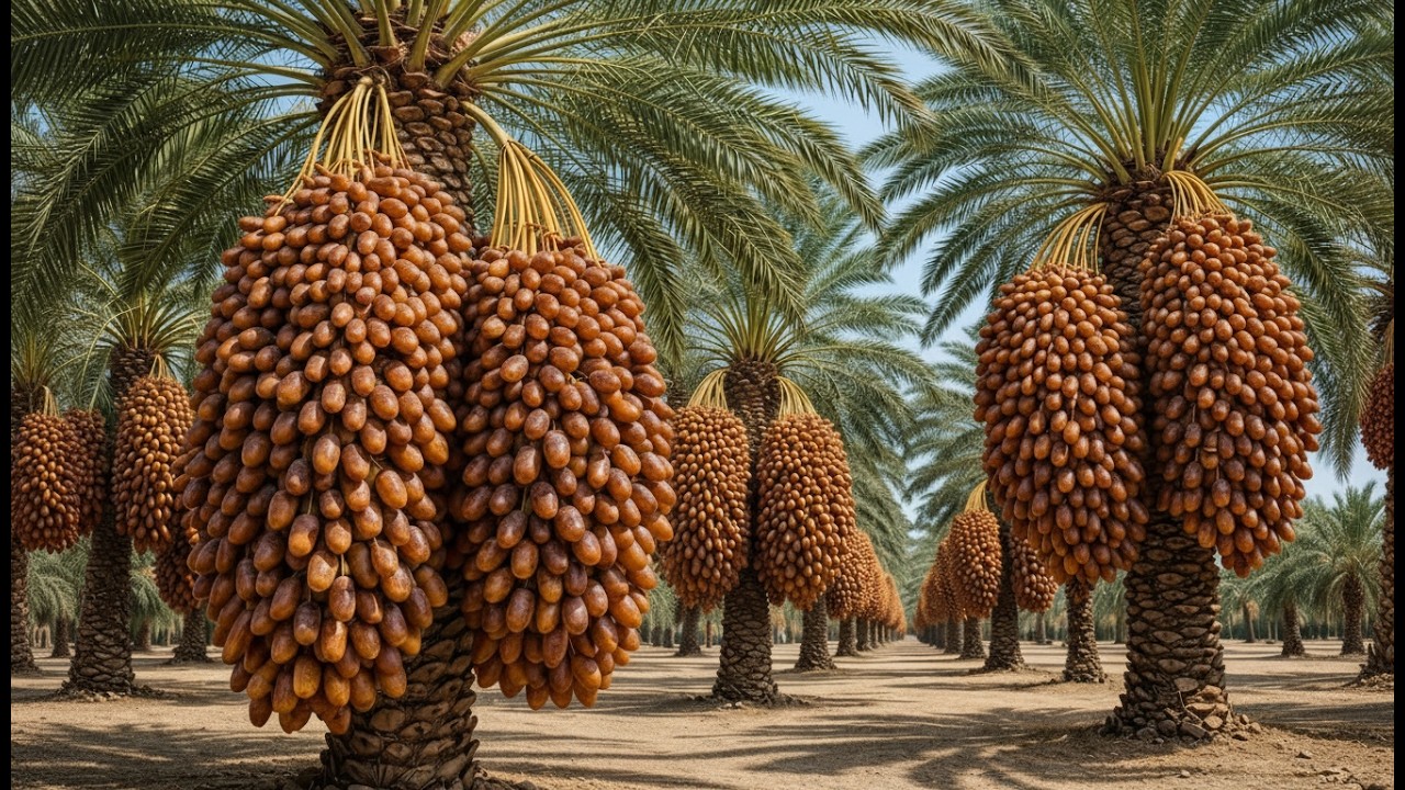 Inside a date palm farming and harvesting farm in the desert: (The entire process)