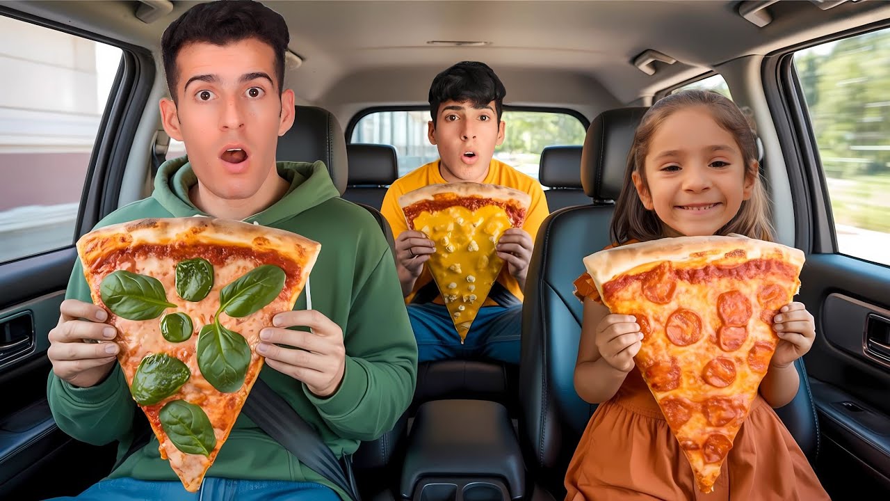 عشنا لمدة 24 ساعة داخل السيارة على الأكل بلون ملابسنا + تحديات غريبة 🔥😱