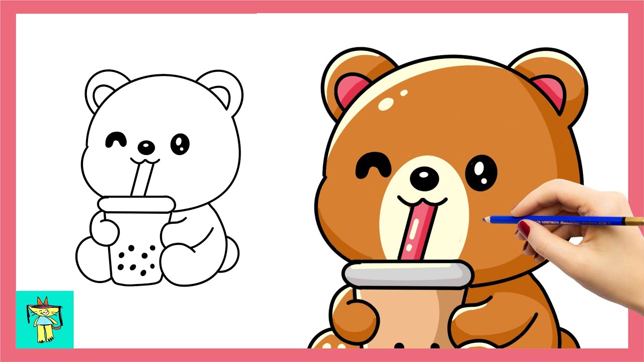 How to Draw a Cute Bear with Boba | Calm Drawing