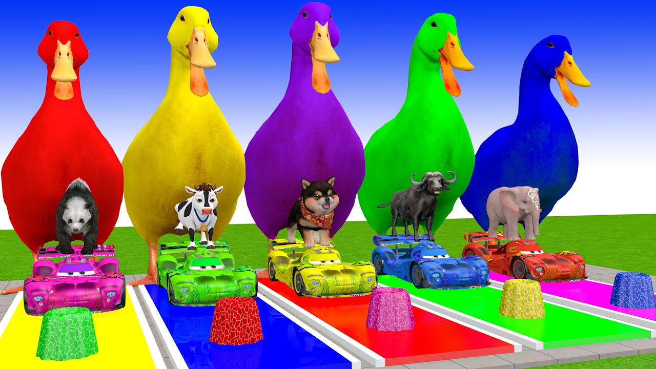 Long Slide Game With Cow Elephant Gorilla Hippopotamus Tiger 3d Animal Game Funny 3d Animals