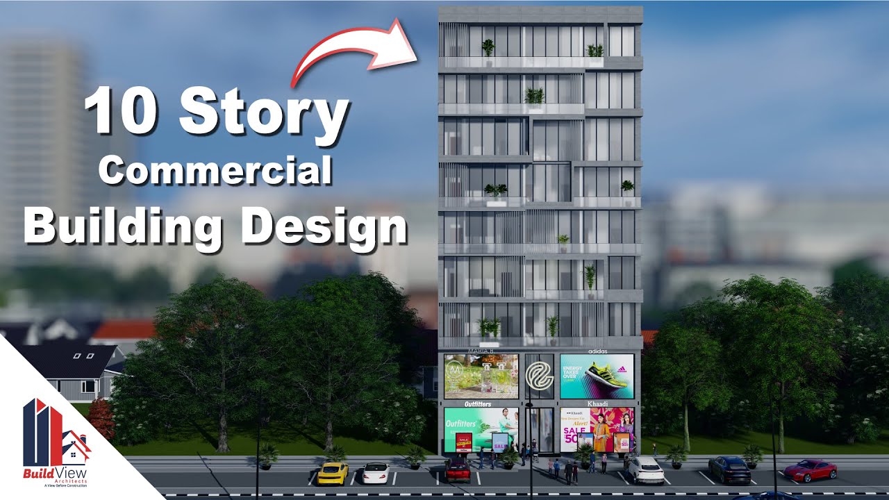 10-Story Commercial Building Design | High rise Building Facade Design |  #commercialbuilding