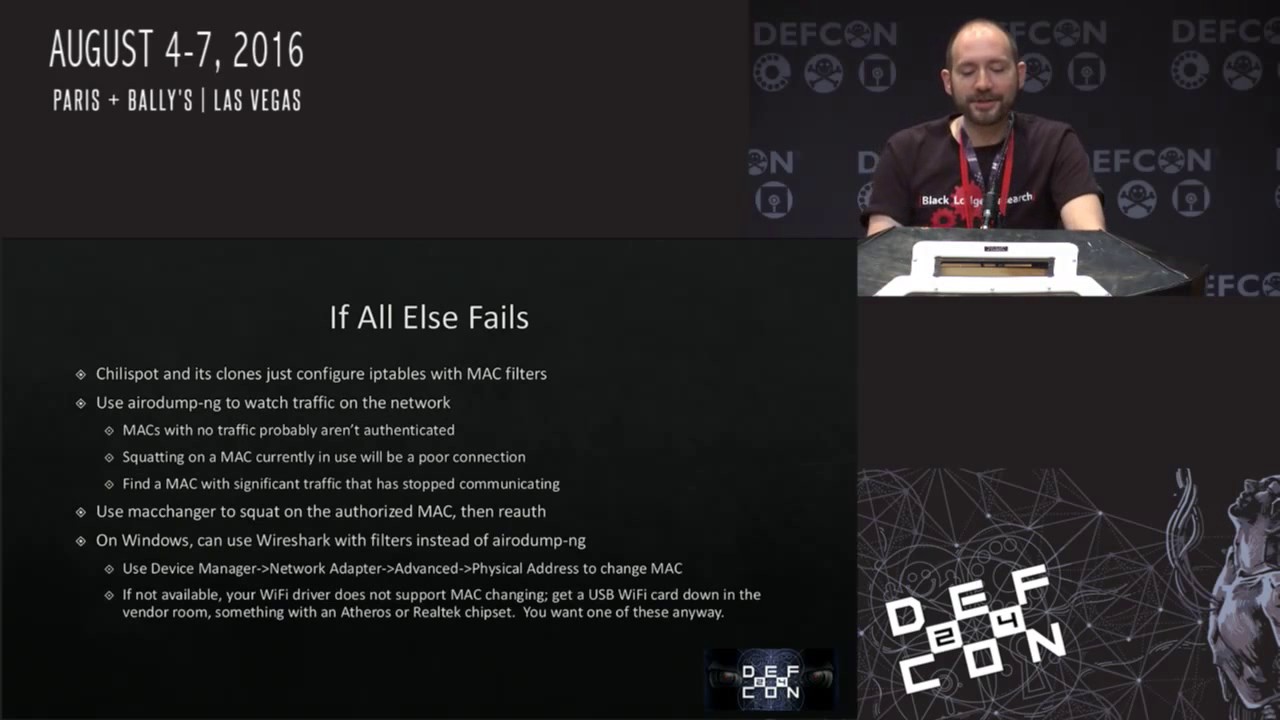 DEF CON 24 - Grant Bugher - Bypassing Captive Portals and Limited Networks