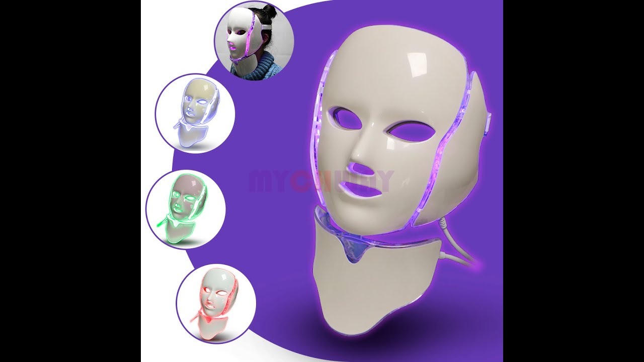 110F LED Photon Facial&Neck Mask Photodynamic Acne Therapy PDT Skin Rejuvenation 7 Colors Mask