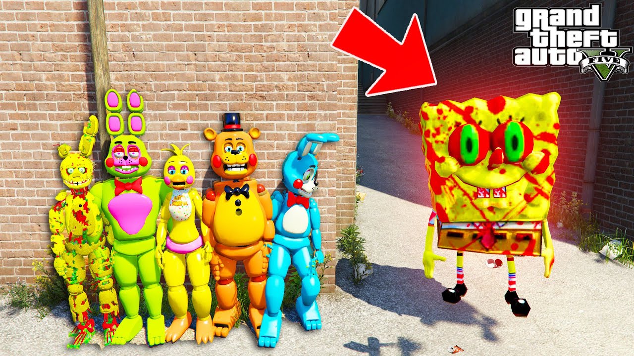 КАК КОШМАРНЫЕ АНИМАТРОНИКИ СПАСАЛИ ФРЕДДИ ОТ СПАНЧ БОБ. EXE В ГТА 5 МОДЫ! SpongeBob. EXE FNAF GTA 5