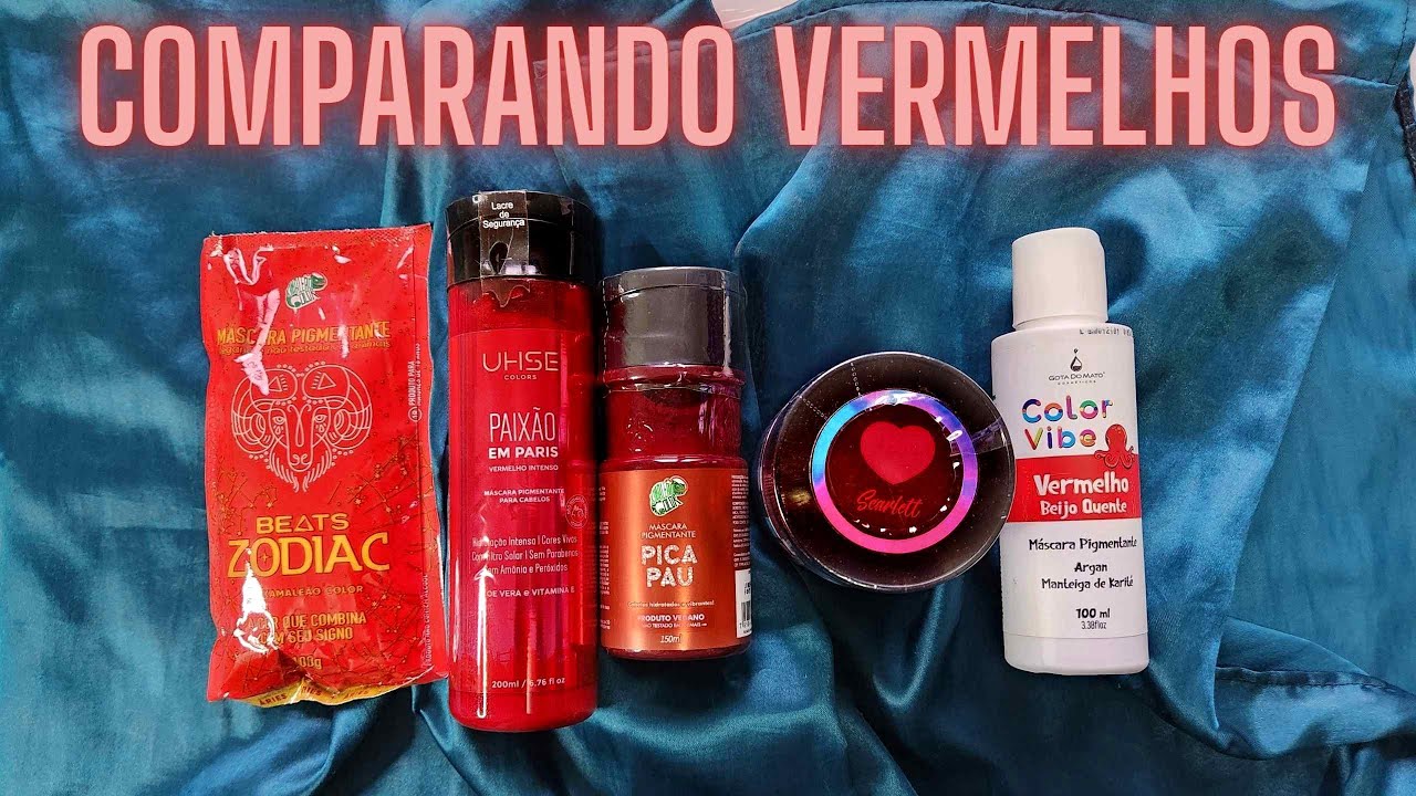 Mega comparação de Vermelhos: Áries, Paixão em Paris, Pica Pau, Scarlett e Vermelho Beijo Quente