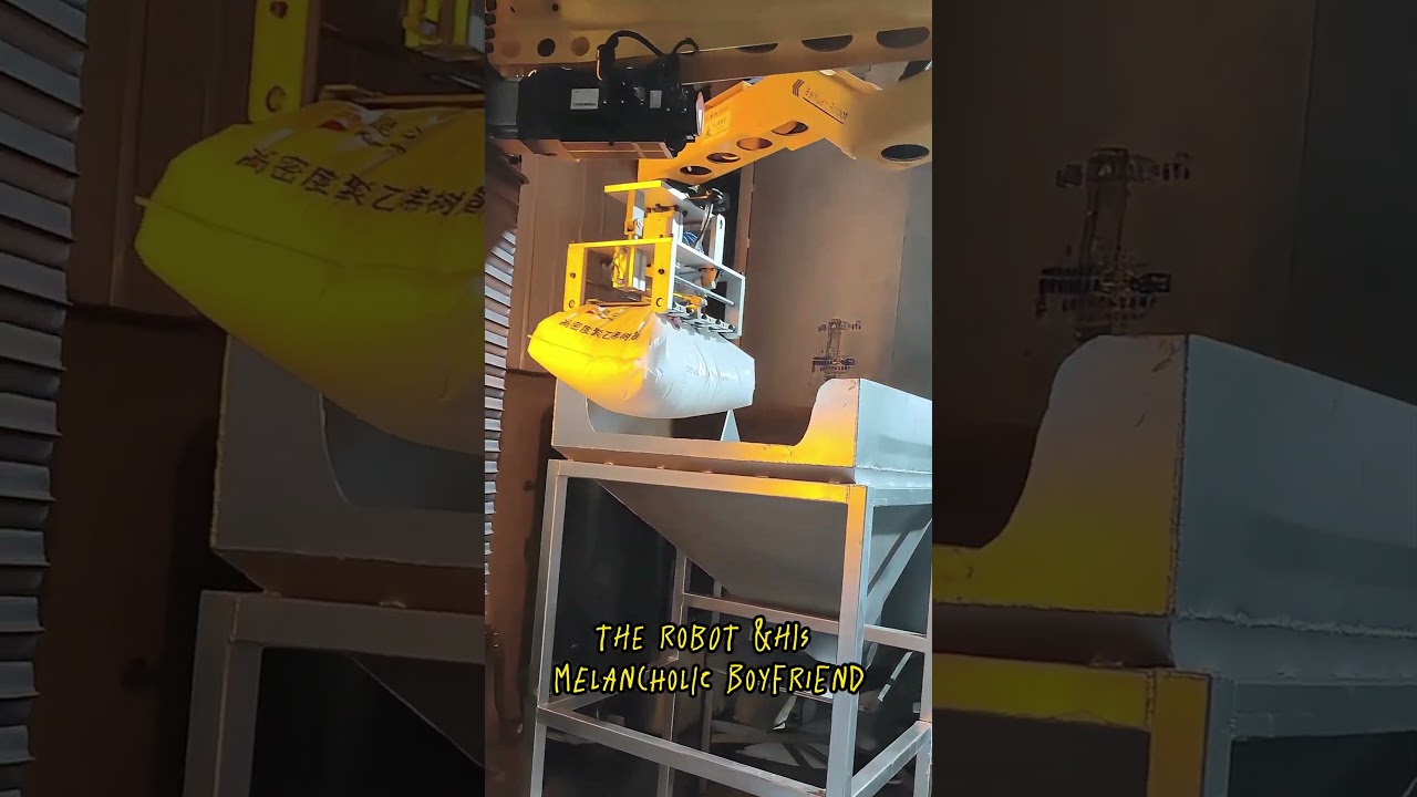 The robot & his melancholic boyfriend 🫣 #palletizer #automation #palletizingrobot #robotics #robot