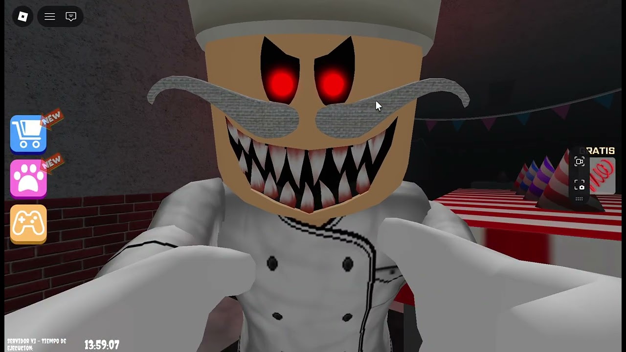escapando de la pizzeria canibal en Roblox