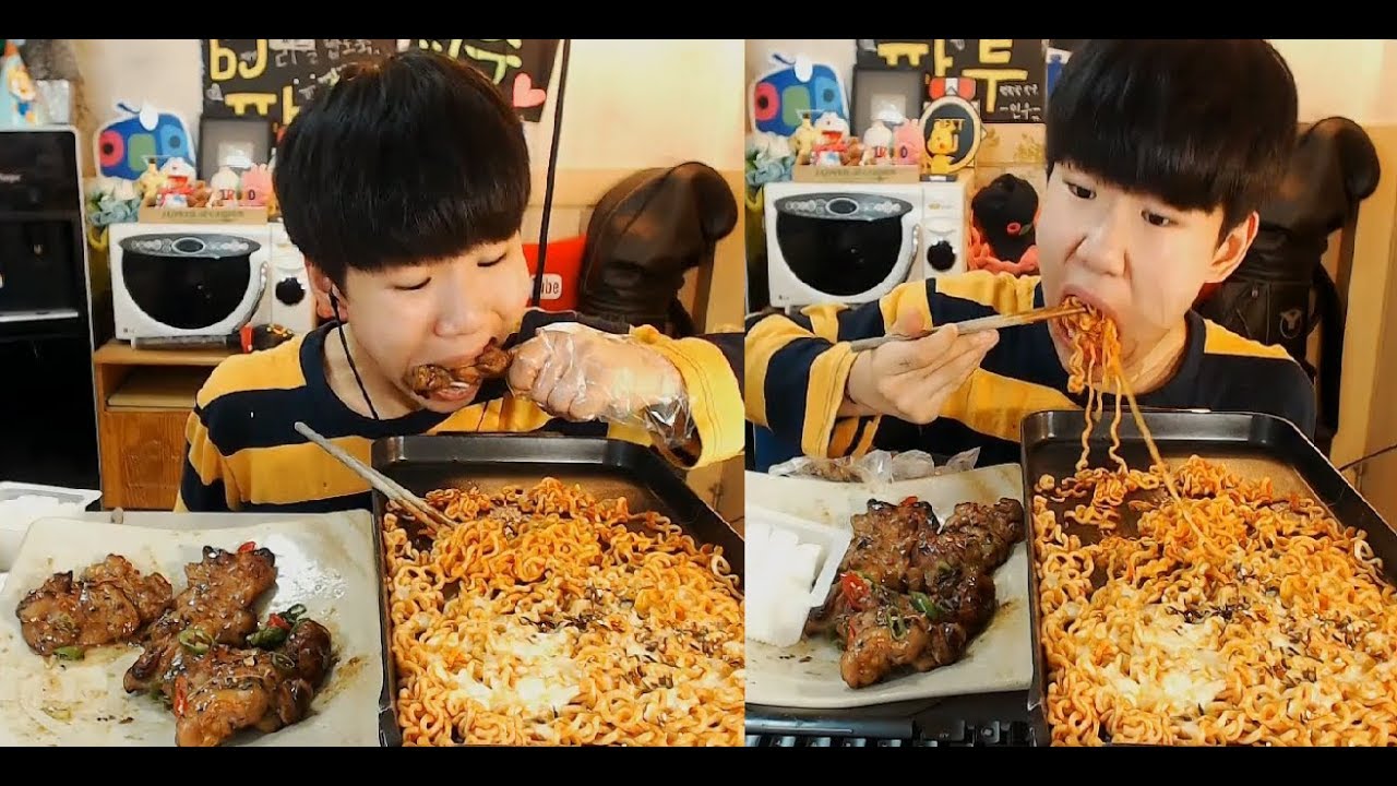 [파투] BHC갈비레오치킨과 불닭볶음면에 치즈추가 먹방!! Eating Show