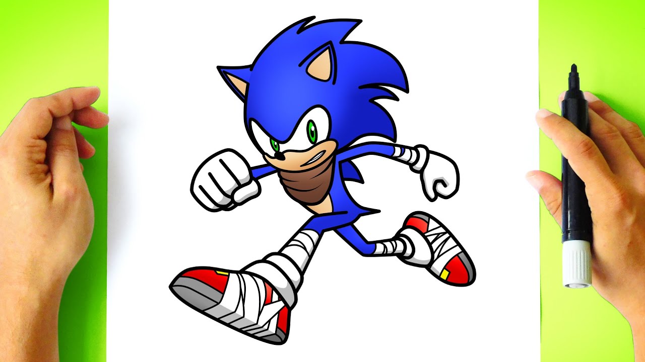 How to DRAW SONIC from SONIC BOOM step by step - Drawing Sonic running