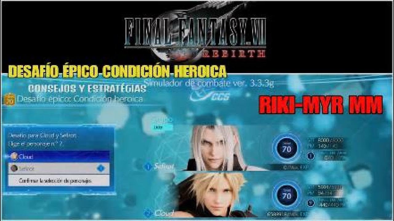 Final Fantasy VII Rebirth desafío épico condición heroica Sefirot y  Cloud consejos y estratégias