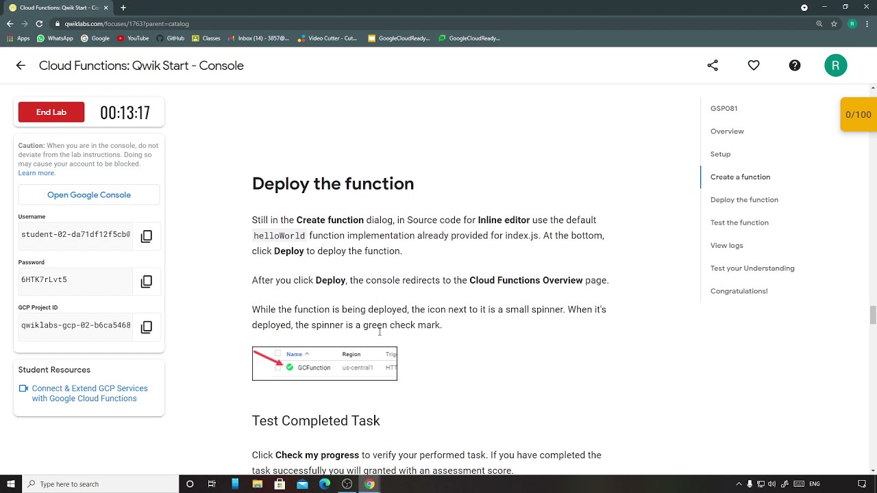 Cloud Functions: Qwik Start | Qwiklabs [GSP081]