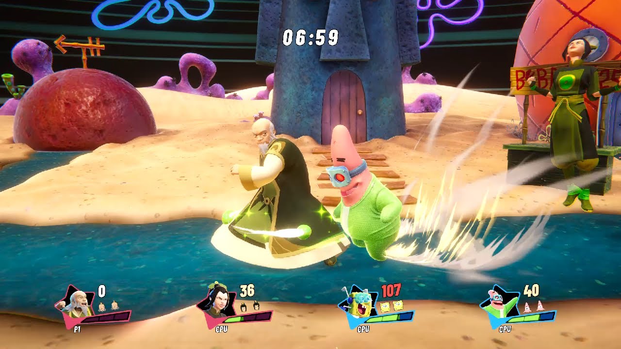 IROH & AZULA vs PATRICK & SPONGEBOB (Hardest Difficulty) Nickelodeon All-Star Brawl 2