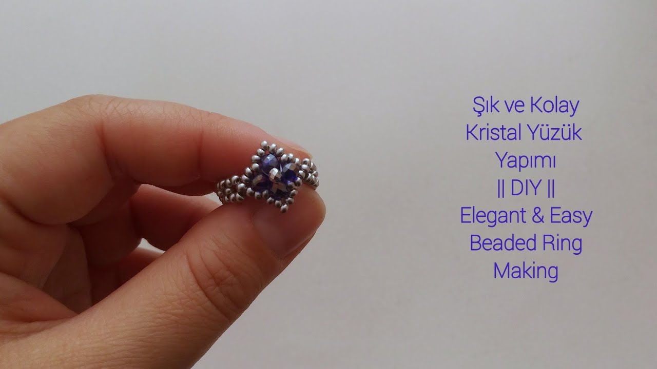 Şık ve Kolay Kristalli Yüzük Yapımı || DIY || Crystal Beaded Ring Making
