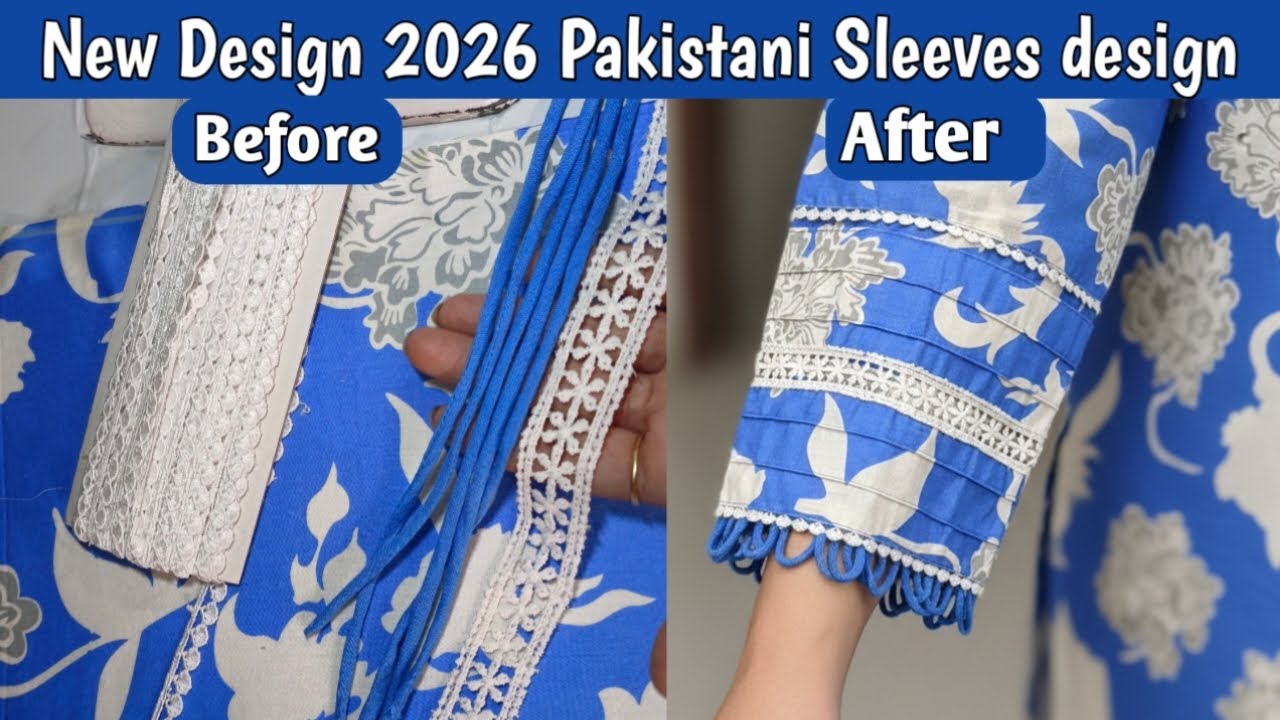 New Design 2026: Pakistani Sleeves Design with Lace and Dori Loops #sleevesdesign 