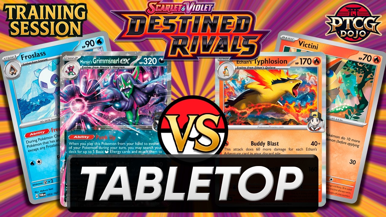 Marnie's Grimmsnarl ex vs Ethan's Typhlosion | Destined Rivals Tabletop Gameplay | Training Session