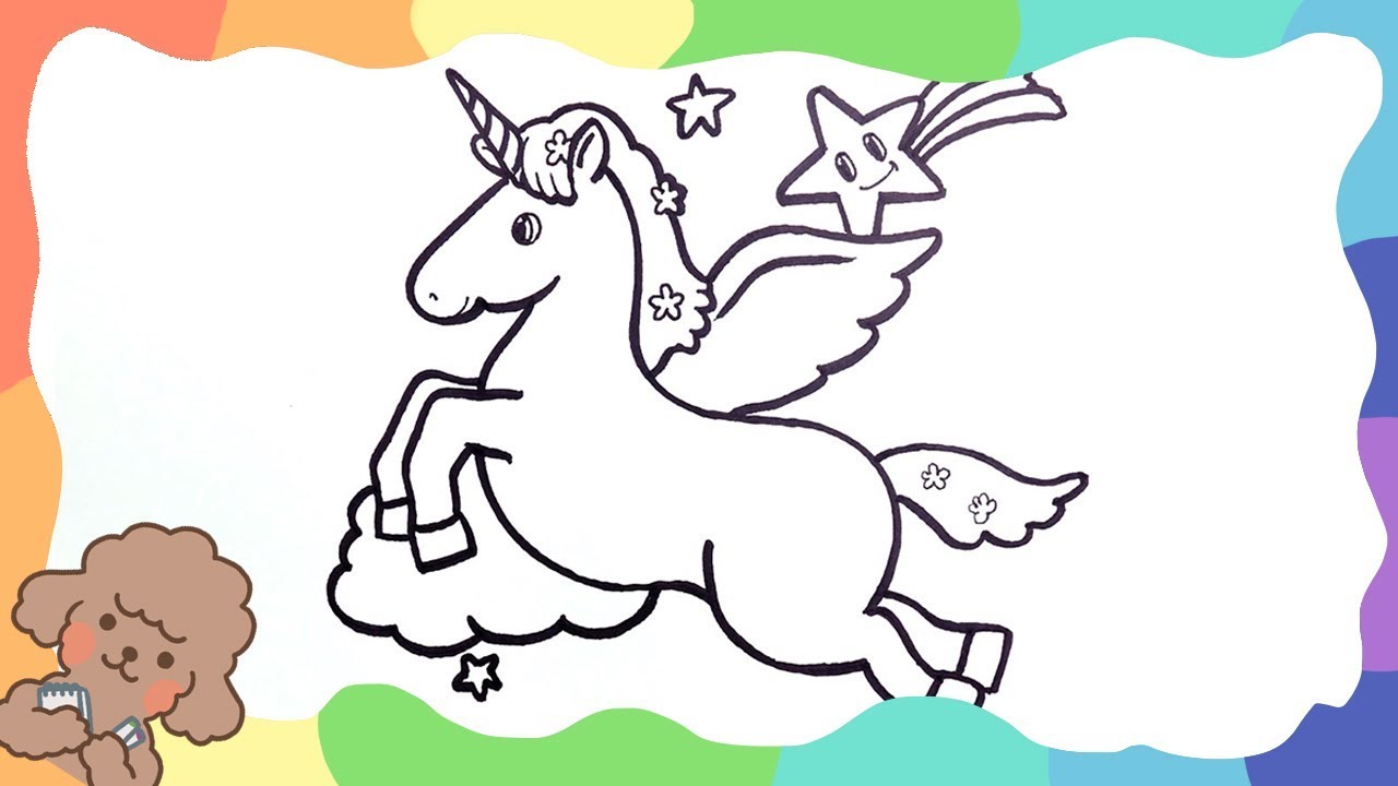 unicorn & rainbow star! Coloring and Doodling for Kids!  l  Doodle Poodle-art for kids