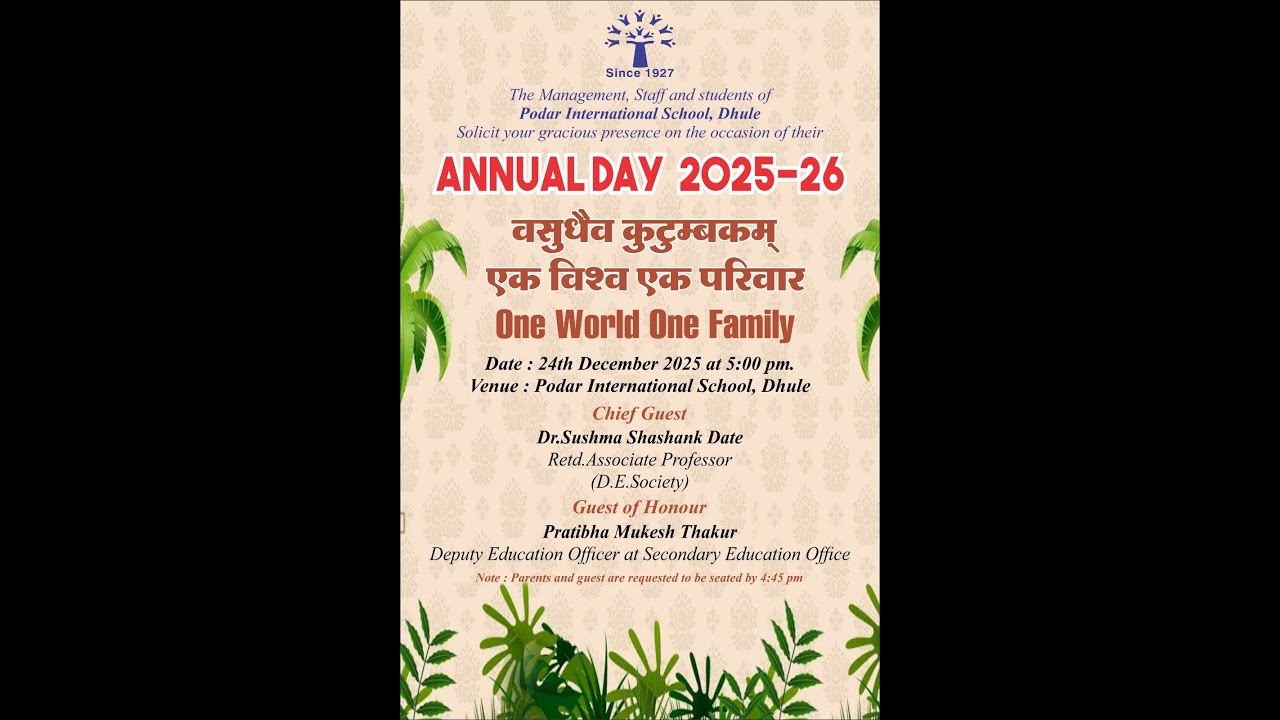 Podar International School Dhule Annual Function 2025 - 2026