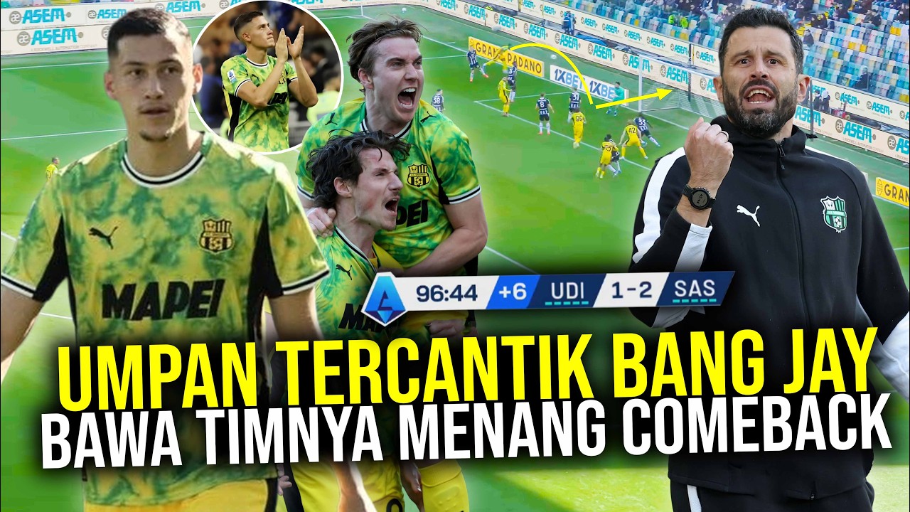 CATAT UMPAN TERBAIK JAY IDZES ANTAR SASSUOLO MENANG COMEBACK DALAM WAKTU 2 MENIT DI KANDANG UDINESE!