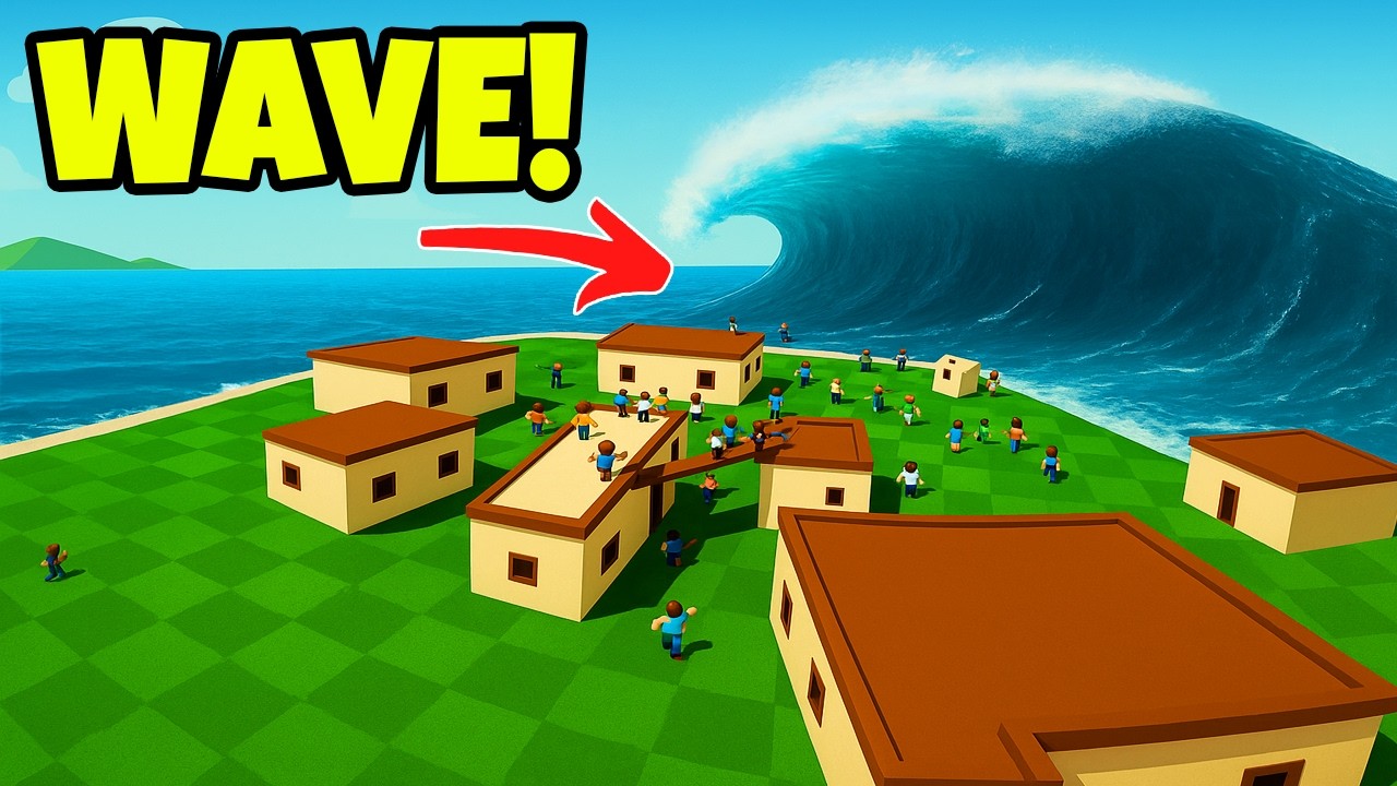 Пытаюсь выжить в реалистичном цунами в ROBLOX! Симулятор волн
