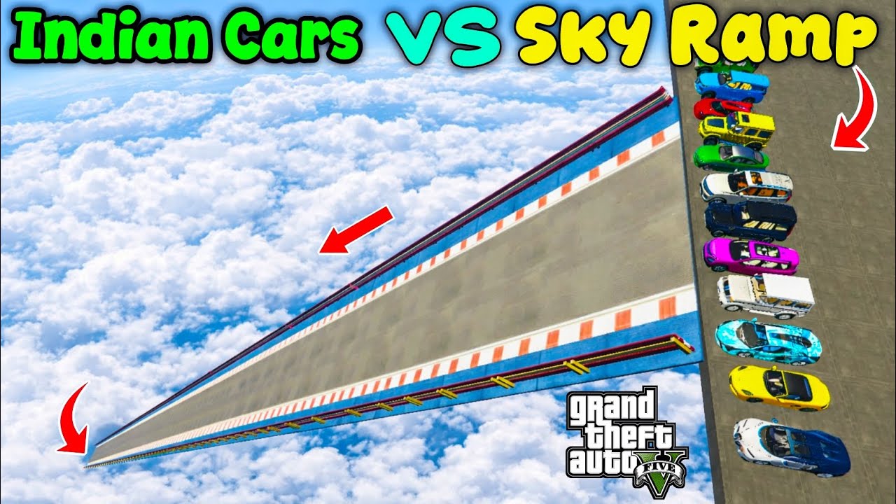 Indian Cars Vs Super Cars On Highest Sky Ramp Challenge In GTA 5 😱🥰