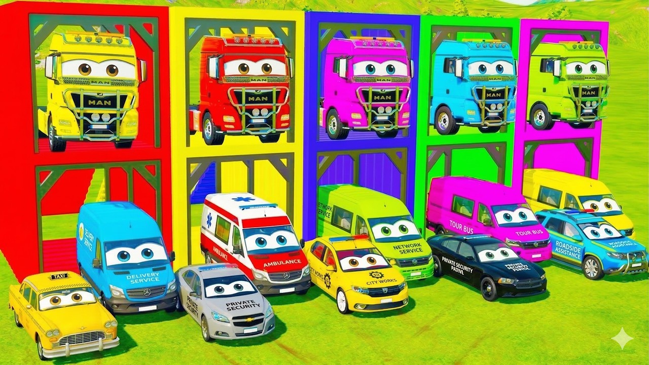 ALL EMERGENCY AND POLICE VEHICLES, FIRE ENGINE, TIPPER & TANK TRUCK TRANSPORT TO GARAGE FS22