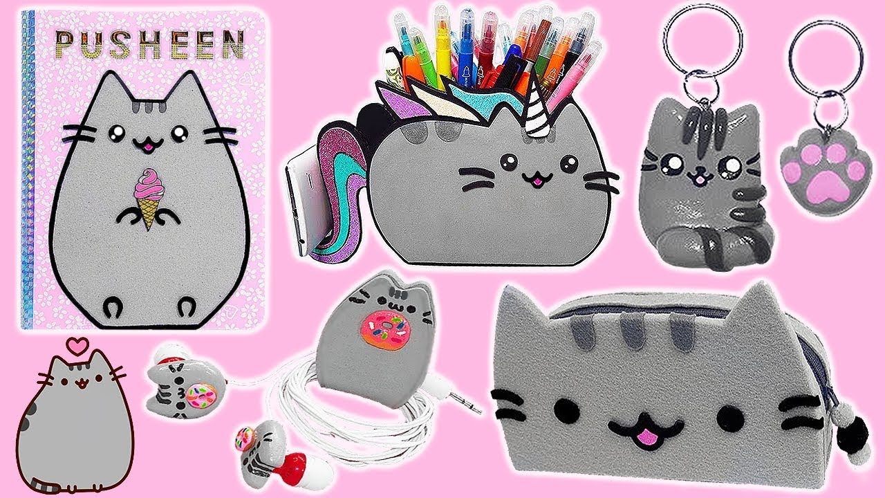 DIY PUSHEEN School Supplies, Earphones, Organizer and BFF keychains Cute and Kawaii