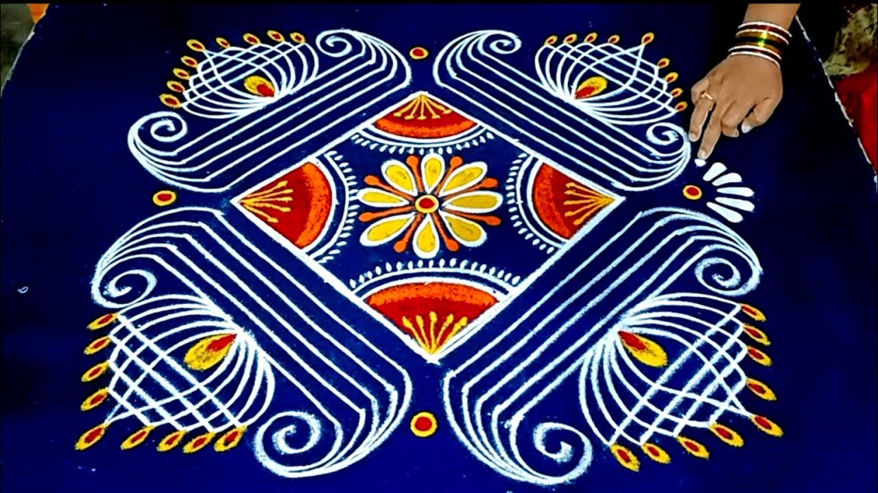 Dhanurmasam special kolam with 5*1 dots / New year rangoli design / Margazhi kolam