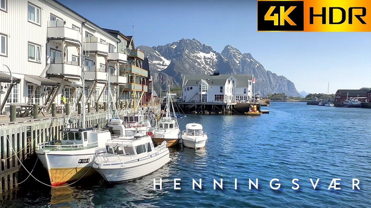 4K HDR Walk in Norway 🇳🇴 LOFOTEN , Henningsvær Fisherman Village | Relaxing Walking Tour