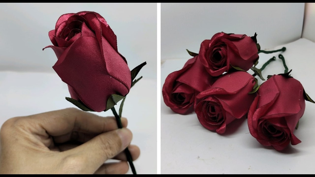 How to make rosebud satin ribbon #rosebud diy #satin ribbon #flower diy