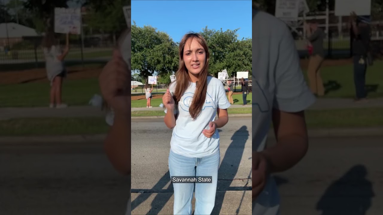 A protest gathers outside of Savannah State University after student-athlete&rsquo;s ICE detainment