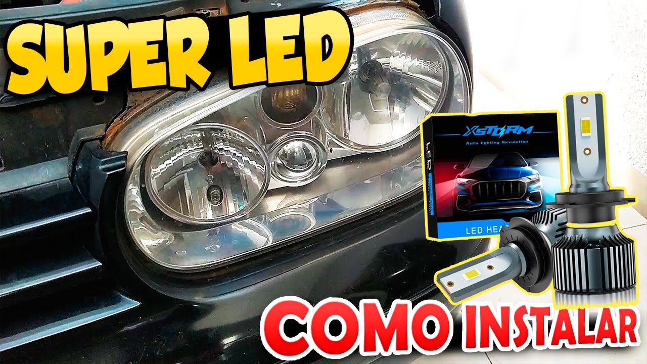 Como instalar trocar lampada SUPER LED H1 FAROL ALTO