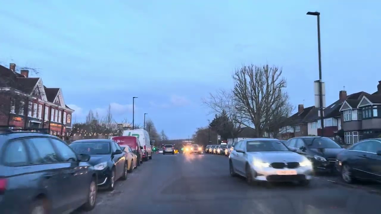 Night drive through the streets of Greenford