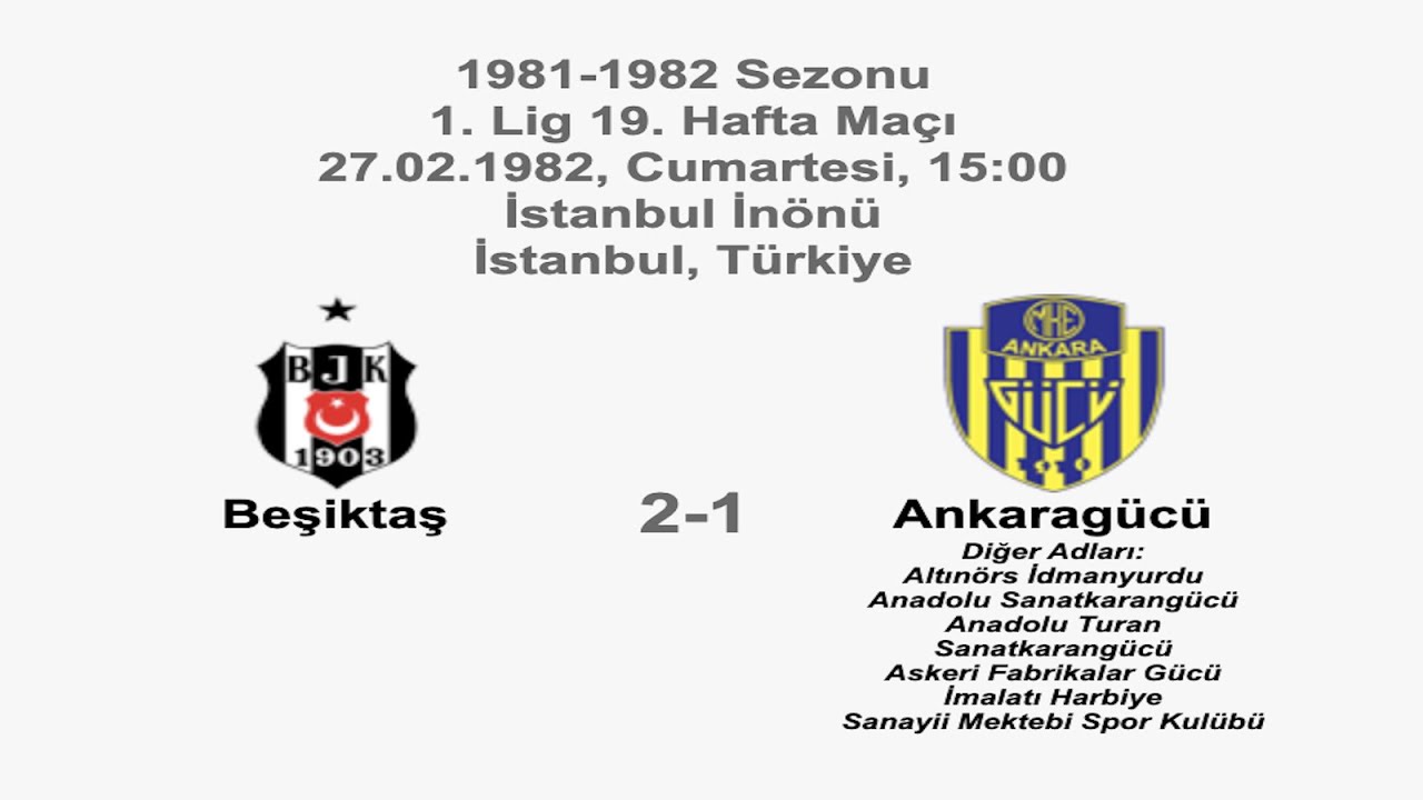 Beşiktaş 2-1 Ankaragücü 27.02.1982 - 1981-1982 Turkish 1st League Matchday 19